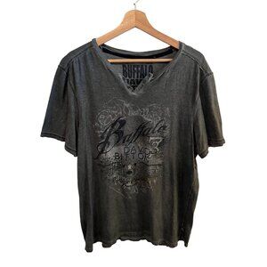 Buffalo David Bitton Gray Short Sleeve Graphic Tee Men's Size L Tshirt Y2K